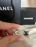 Стильні сережки гвіздки Шанель / чорні покриття золото 18К, фото 8