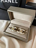 Сережки Шанель пусети перламутрові покриття золото18К, фото 2