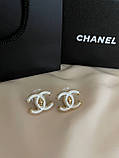 Сережки Шанель пусети перламутрові покриття золото18К, фото 3