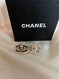 Сережки Шанель пусети перламутрові покриття золото18К, фото 10