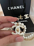 Комлект Шанель - сережки та підвіска-чокер із перлами в позолоті 18К, фото 9