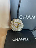 Брошка Шанель камелія покриття золото 18К з цирконами, фото 4