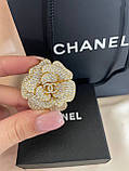 Брошка Шанель камелія покриття золото 18К з цирконами, фото 2