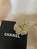 Брошка Шанель камелія покриття золото 18К з цирконами, фото 7