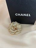 Брошка Шанель камелія покриття золото 18К з цирконами, фото 8
