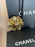 Брошка Шанель камелія покриття золото 18К з цирконами, фото 9