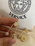 Сережки Версачі позолота 18К з цирконами, фото 6