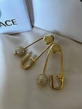 Сережки Версачі позолота 18К з цирконами, фото 10