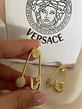 Сережки Версачі позолота 18К з цирконами, фото 5