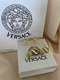 Сережки Версачі позолота 18К з цирконами, фото 3