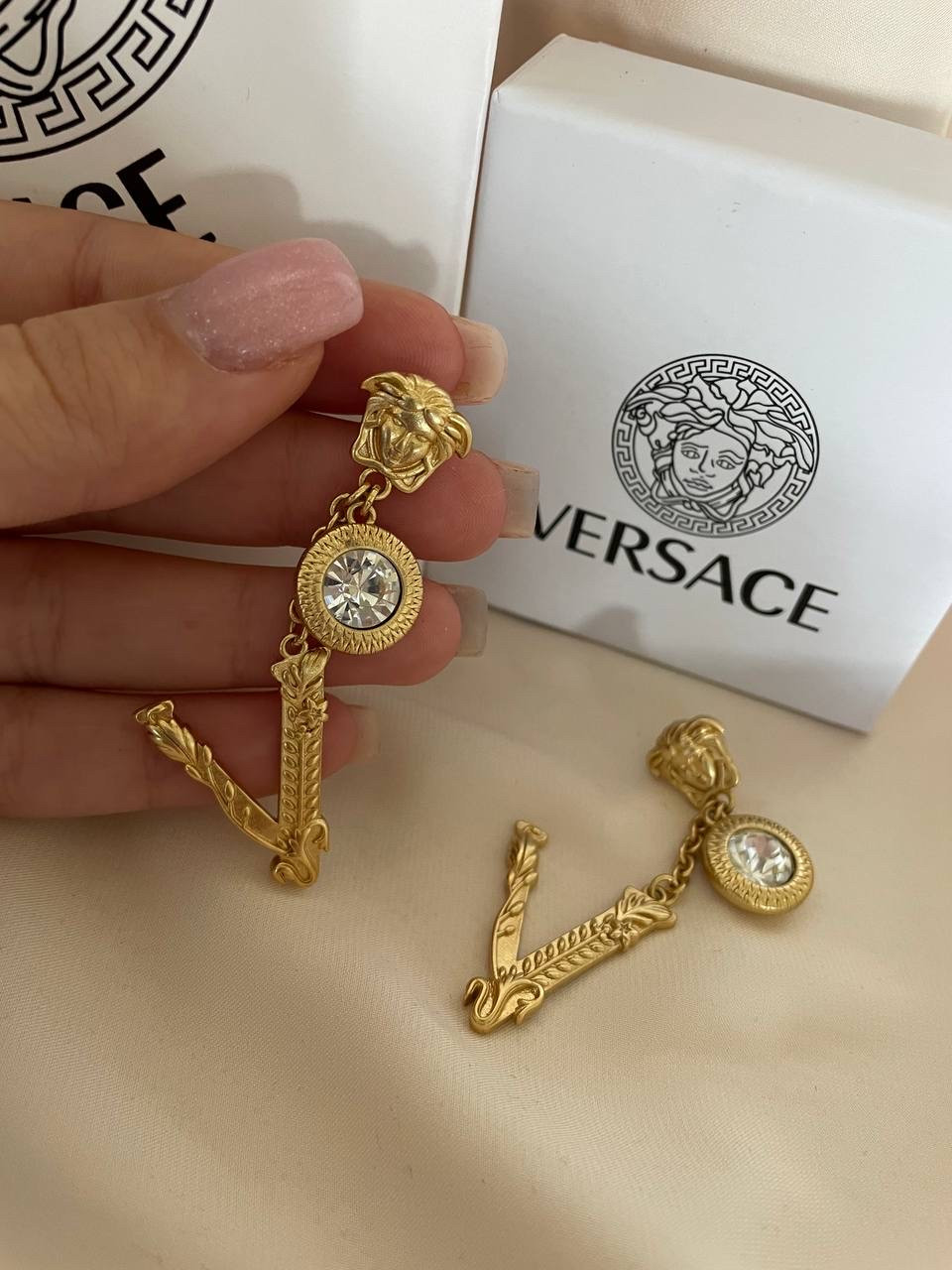 Сережки Версачі позолота 18К, фото 1