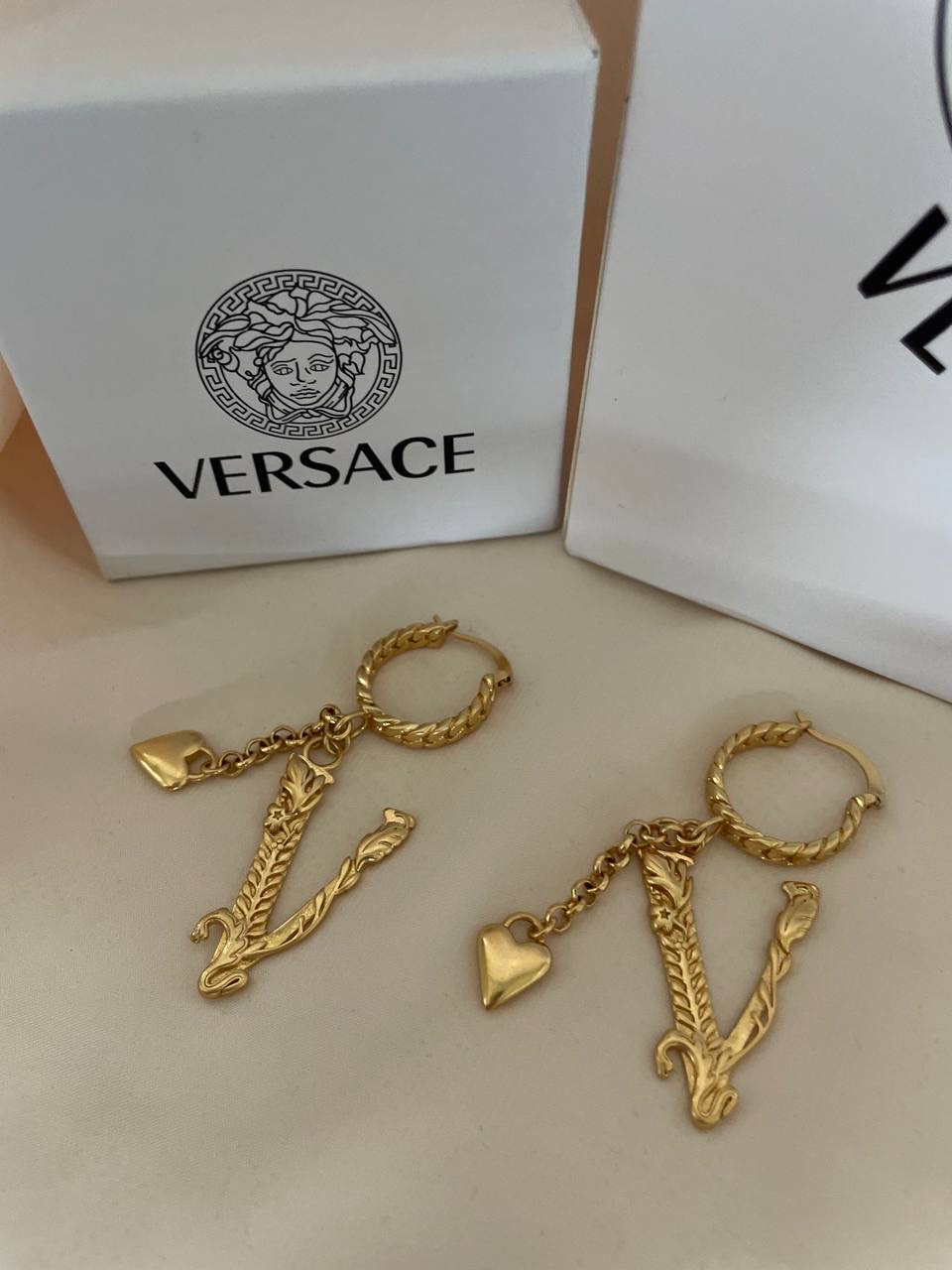 Сережки Версачі позолота 18К, фото 1