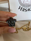 Підвіска Версачі в позолоті 18К з крупним чорним кулоном, фото 7