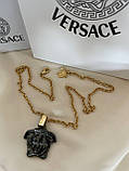 Підвіска Версачі в позолоті 18К з крупним чорним кулоном, фото 5