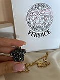 Підвіска Версачі в позолоті 18К з крупним чорним кулоном, фото 6