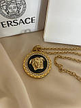 Підвіска Версачі у позолоті 18К з чорним кулоном, фото 4