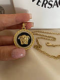 Підвіска Версачі у позолоті 18К з чорним кулоном, фото 5