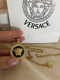 Підвіска Версачі у позолоті 18К з чорним кулоном, фото 6
