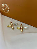 Сережки пусети LV покриття золото 18К, фото 4