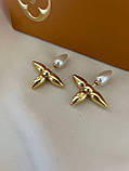 Сережки пусети LV покриття золото 18К, фото 5