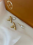 Сережки пусети LV покриття золото 18К, фото 2