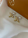 Сережки пусети LV покриття золото 18К, фото 6