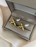 Сережки пусети LV покриття золото 18К, фото 7