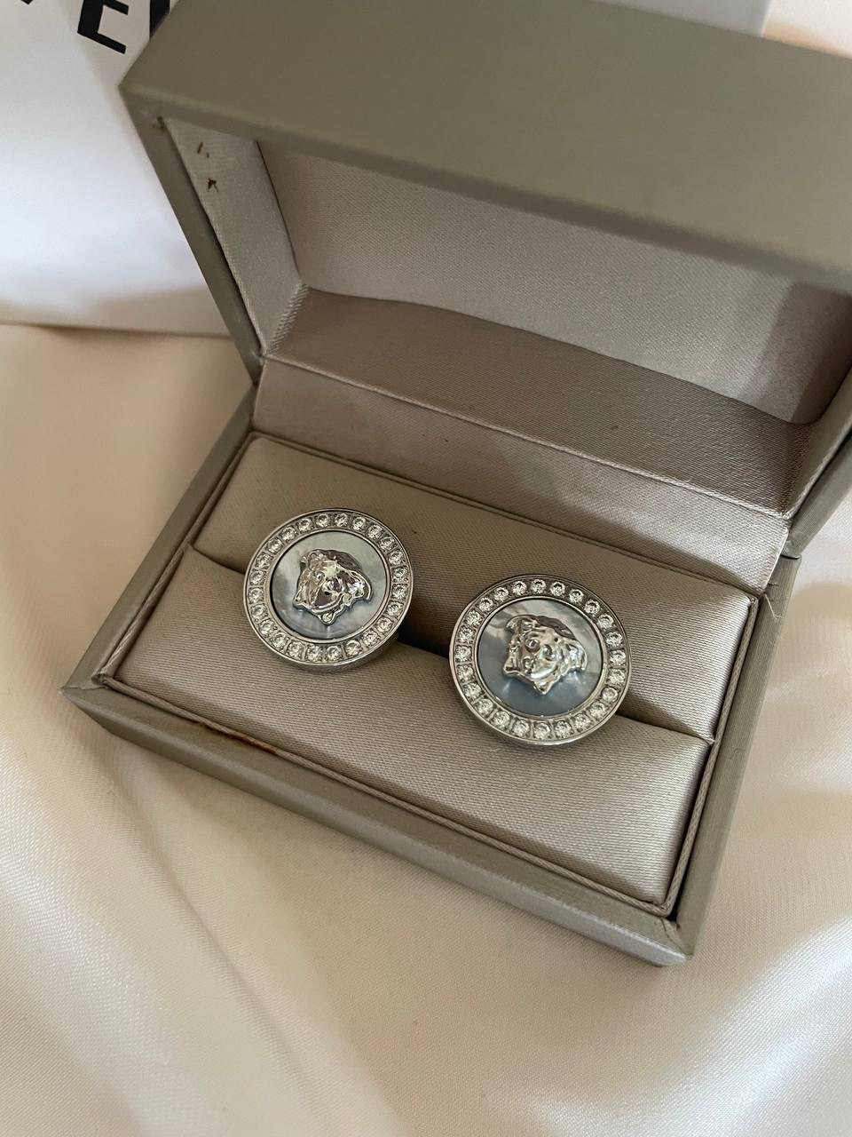 Сережки Версачі посріблення з цирконами, фото 1