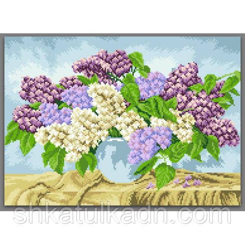 Схема під вишивку бісером "Букет бузку у вазі", фото 1