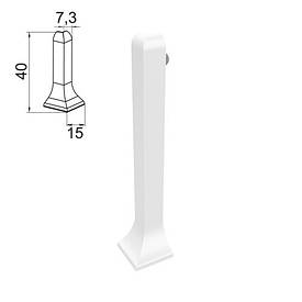 Кут зовнішній на алюмінієвий плінтус 40 мм, ( білий матовий )