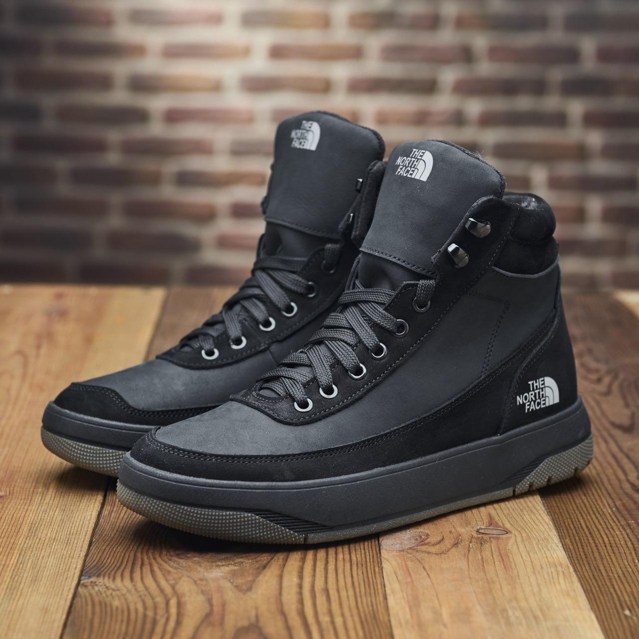 Зимові чоловічі шкіряні черевики на блискавці чорні утеплені з натуральної шкіри на хутрі на зиму, розмір 40-45, фото 1