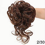 Резинка-шиньйон для волосся – мідний-каштановий обʼємний пучок з пасмами, фото 2