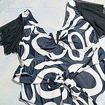 Купальник суцільний. Чорний. Геометричний принт у стилі оп-арт. Великі розміри., фото 5