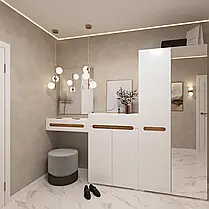 Шафа Б'янко 2ДЗ з дзеркалом 2100х900х400мм білий глянець Світ Меблів, фото 4