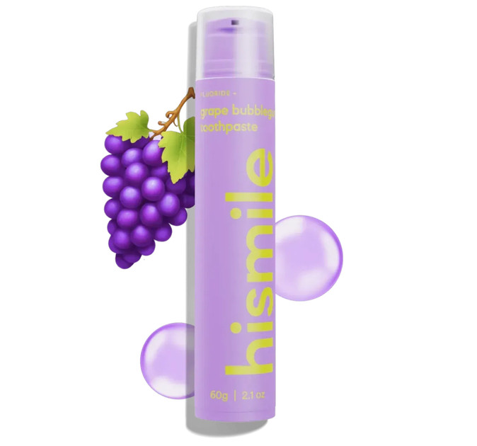 Зубна паста зі смаком виноградної жуйки Hismile Grape Bubblegum Toothpaste, 60 г, фото 1