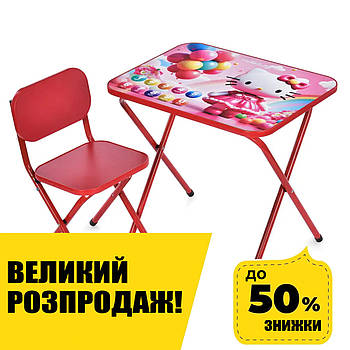 Столик зі стільцем Bambi дитячий складний M 5969-3 Hello Kitty Червоний