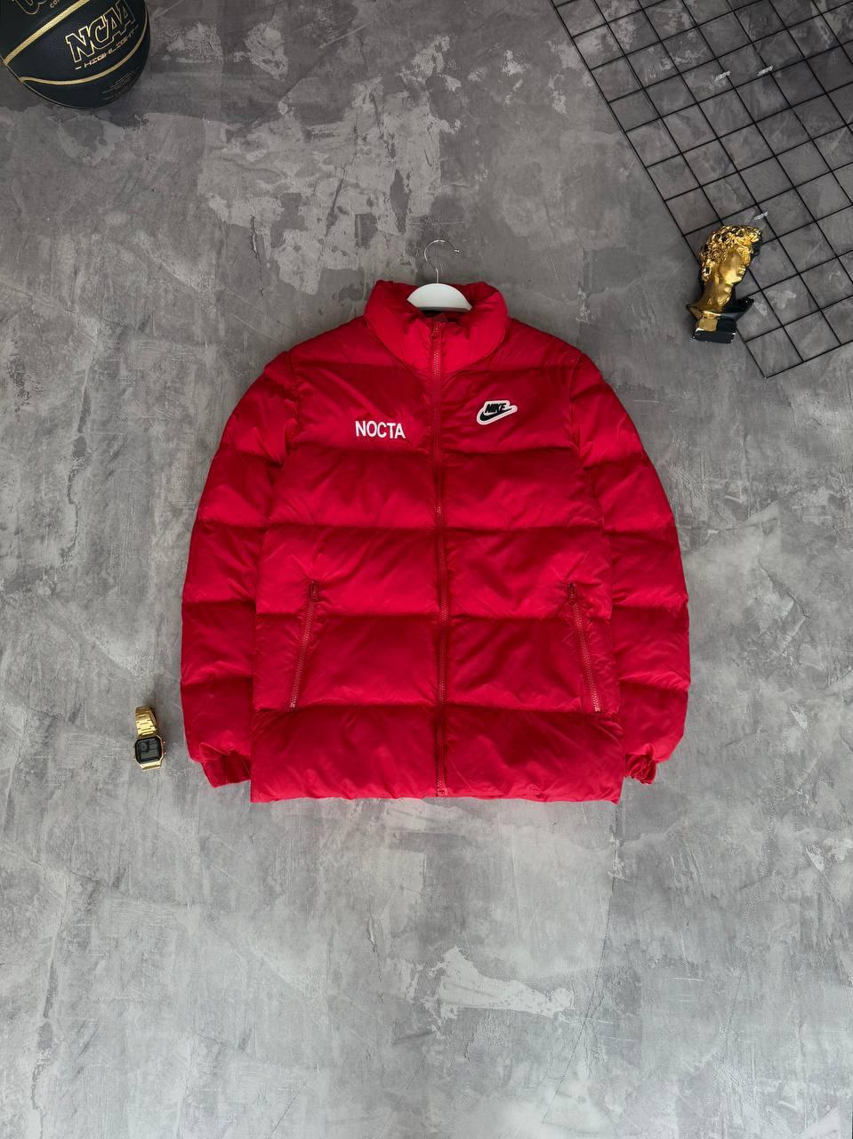 Чоловіча зимова куртка Nike Nocta червона до -10*С коротка Пуховик Найк Нокта без капюшона, фото 1