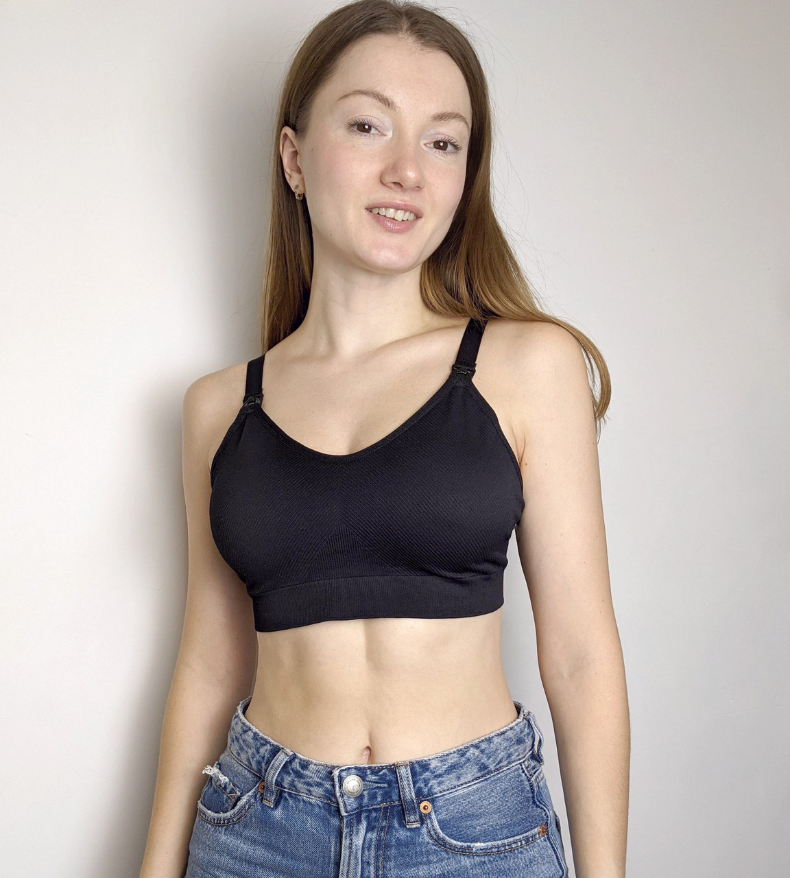 Топ для годування у рубчик (чорний), фото 1