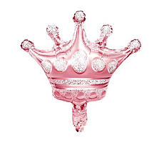 Фольгована міні-куля корона рожева 37х40 см (Китай)