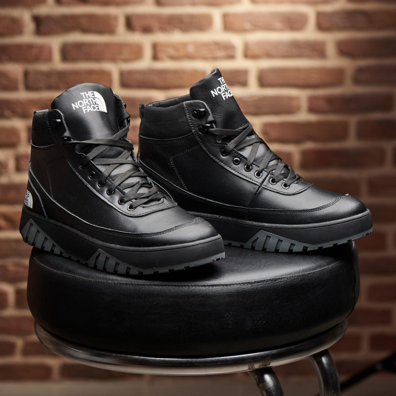 Зимові чоловічі шкіряні черевики, кросівки чорні утеплені з натуральної шкіри на хутрі на зиму для чоловіків, розмір 40-45, фото 1