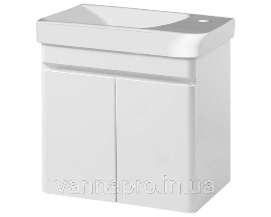 Тумба навісна ЮВВІС Vivace ТП-1 біла глянцева з умивальником Vivace Mini 55 см, фото 1
