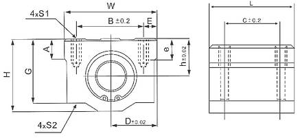 Лінійний підшипник в корпусі SCS 25UU (KBA25UU), фото 2