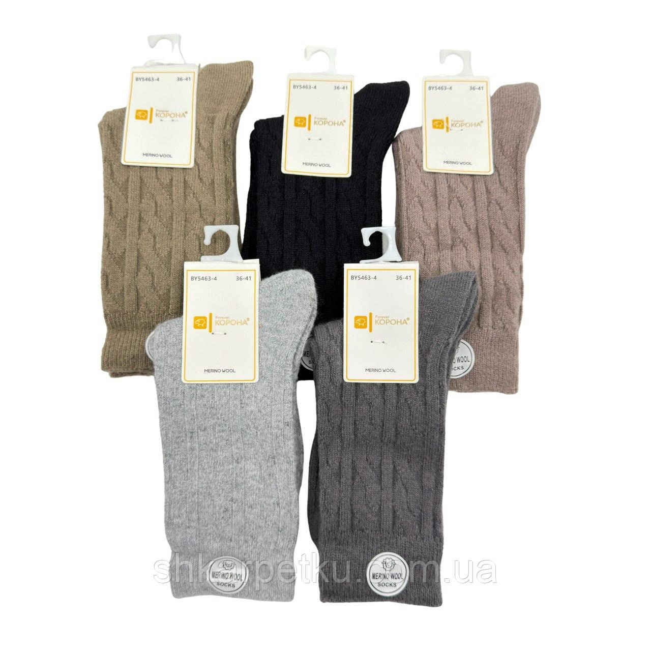 Жіночі високі в’язані шкарпетки Корона з вовни мериноса – набір 10 пар, розмір 36-41, фото 1