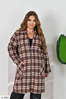 Кардиган жіночий теплий зручний картатий із кашеміру байка натуральний якісний на блискавці з капюшоном