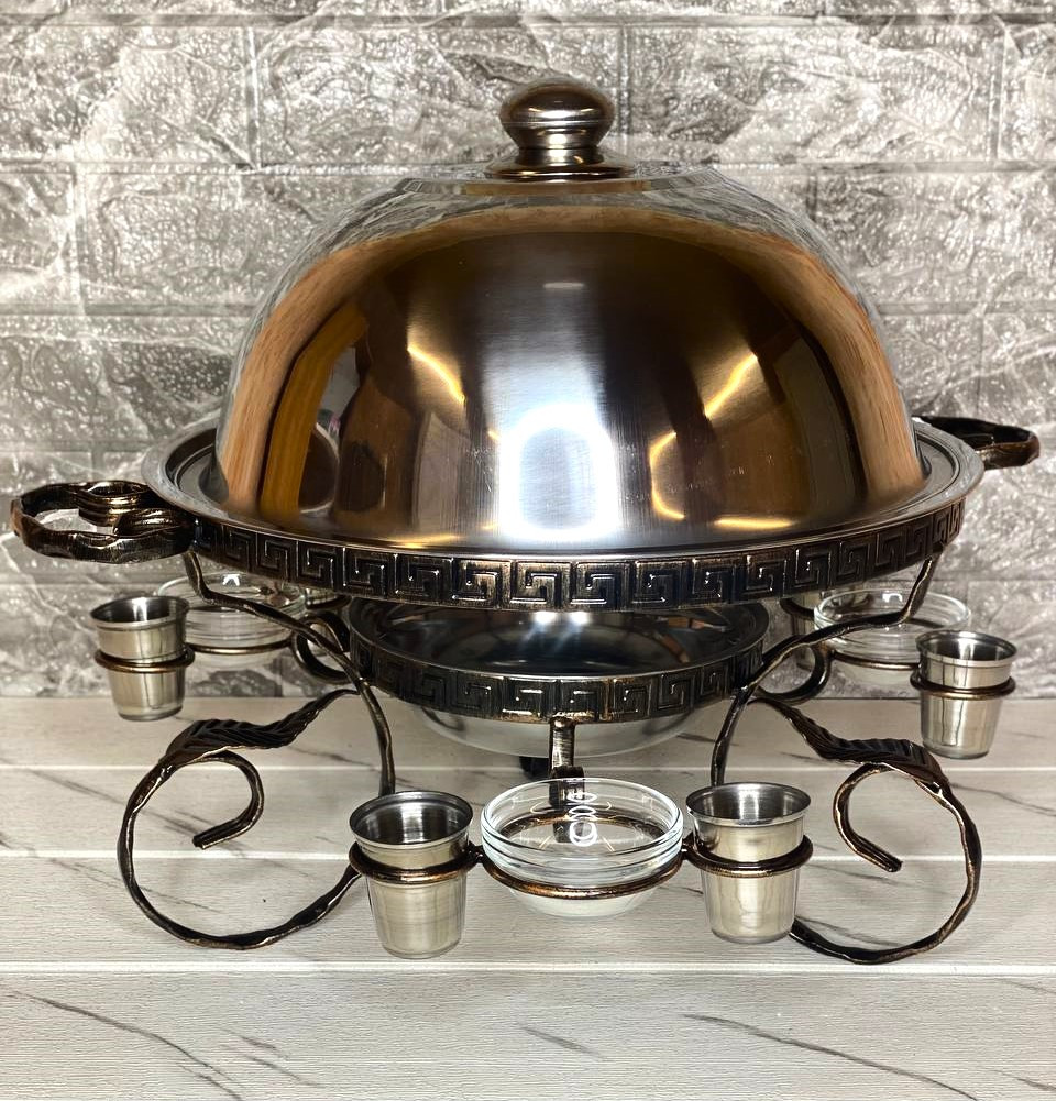 Садж Греція Люкс із соусницями та рюмками, марміт, страва для подавання шашлику 36 см, фото 1