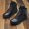Зимові чоловічі шкіряні черевики, кросівки чорні утеплені з натуральної шкіри на хутрі на зиму для чоловіків, розмір 40-45, фото 2