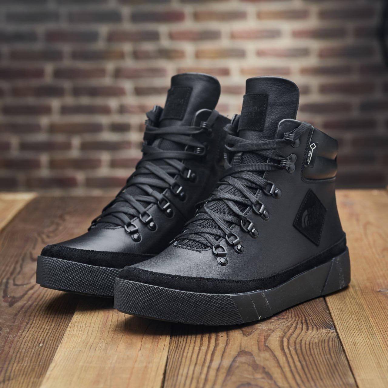 Зимові чоловічі шкіряні черевики, кросівки чорні утеплені з натуральної шкіри на хутрі на зиму для чоловіків, розмір 40-45, фото 1