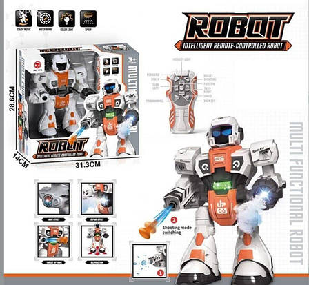 Радіокерований дитячий робот 606-38 пускає пару світиться стріляючий присосками з музичними та танцювальними можливостями Білий, фото 2