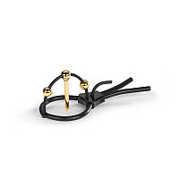 Утяжка для пеніса Mystim Plunging Pete, позолочена, з двома кульками і коротким уретральним зондом - SO2978