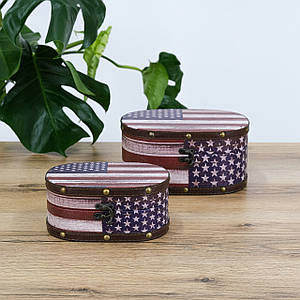 Скринька овальна набір набір з 2-х - Прапор США Гранд Презент SH31302